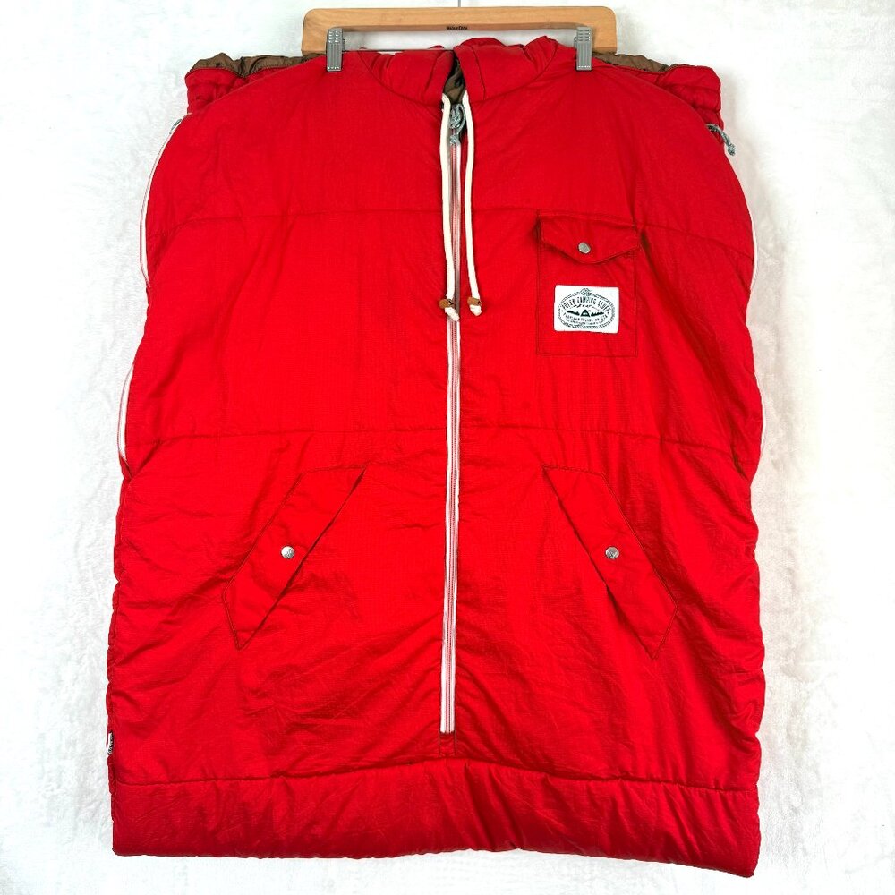 POLER Camp Vibes Napsack Hooded Suit Reversible Sleeping Bag Unisex Adult M Red